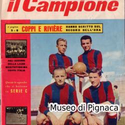1958 (29 settembre) "Il Campione" - splendida pagina di copertina dedicata a Vukas, Pivatelli, Pilmark e Fogli