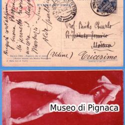 Forlì 1921 - Esposizioni Romagnole Riunite (scultura di Ercole Drei sul fronte e firma autografa di Aldo Spallicci al verso)