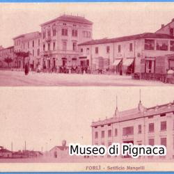 1927ca nv - Forlì (doppia immagine) - Barriera Mazzini e Setificio Mangelli