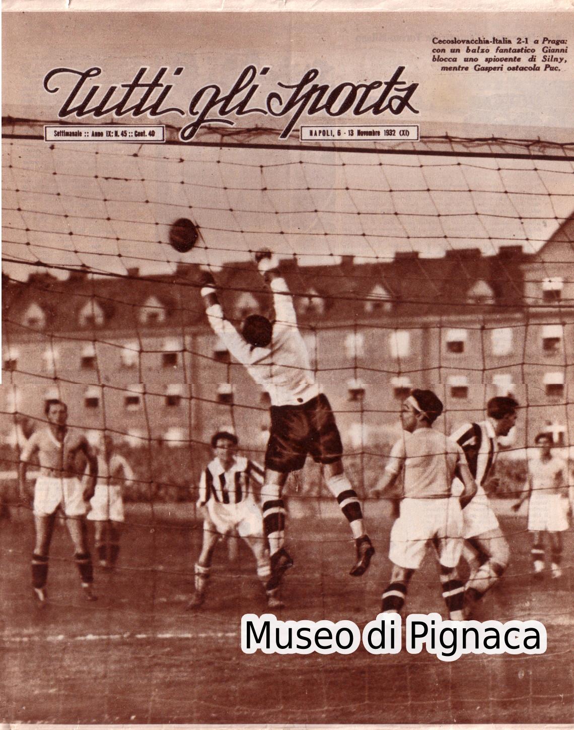 1932 ottobre - TUTTI GLI SPORTS - Gianni e Gasperi in azione con la Nazionale