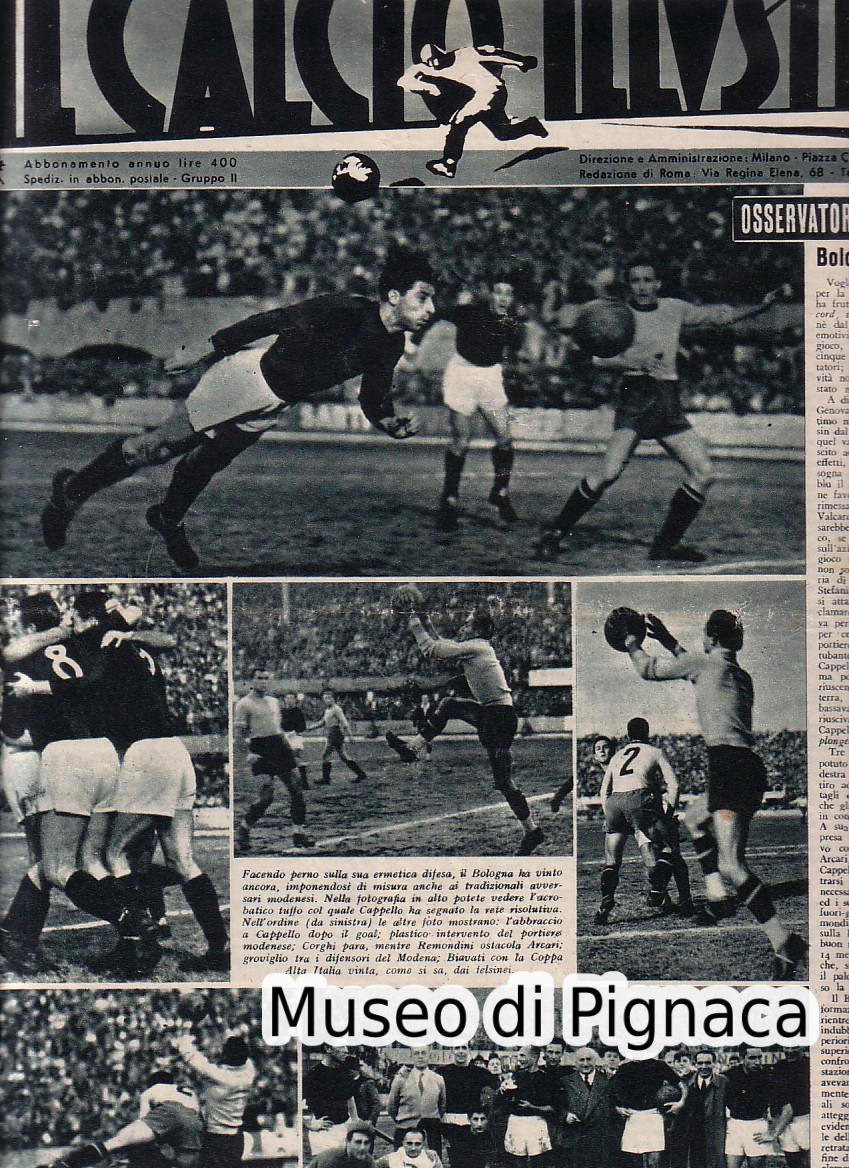 1946 novembre - Il Calcio Illustrato - Il Bologna batte il Modena nel derby