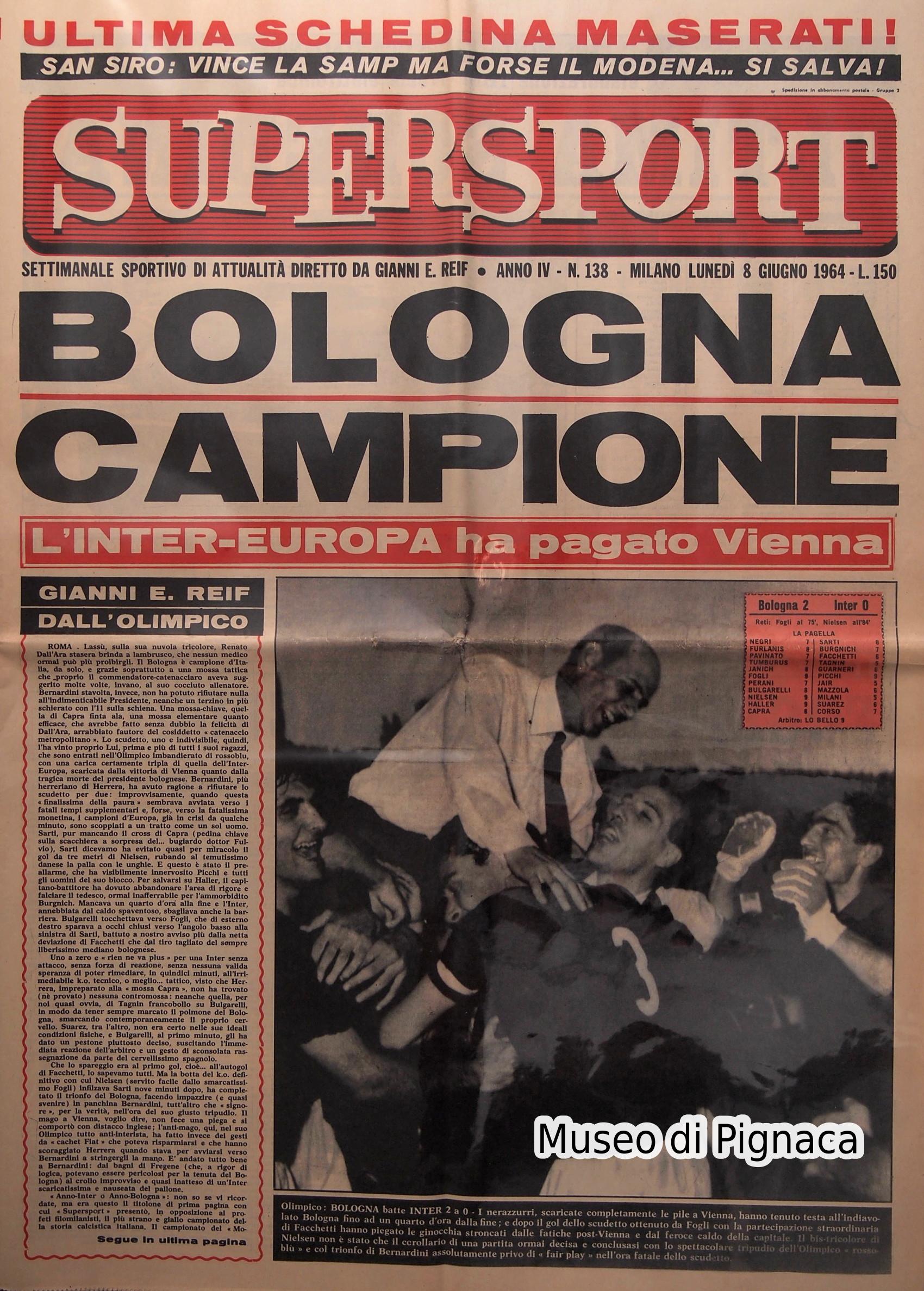 1964 SUPERSPORT rende omaggio al Bologna Campione
