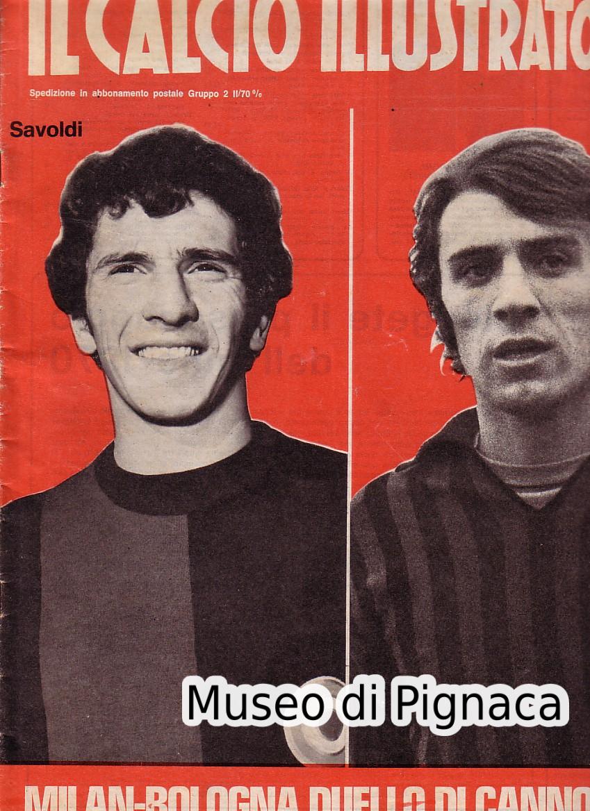 1971 gennaio - Il Calcio Illustrato - Milan-Bologna duello di cannonieri