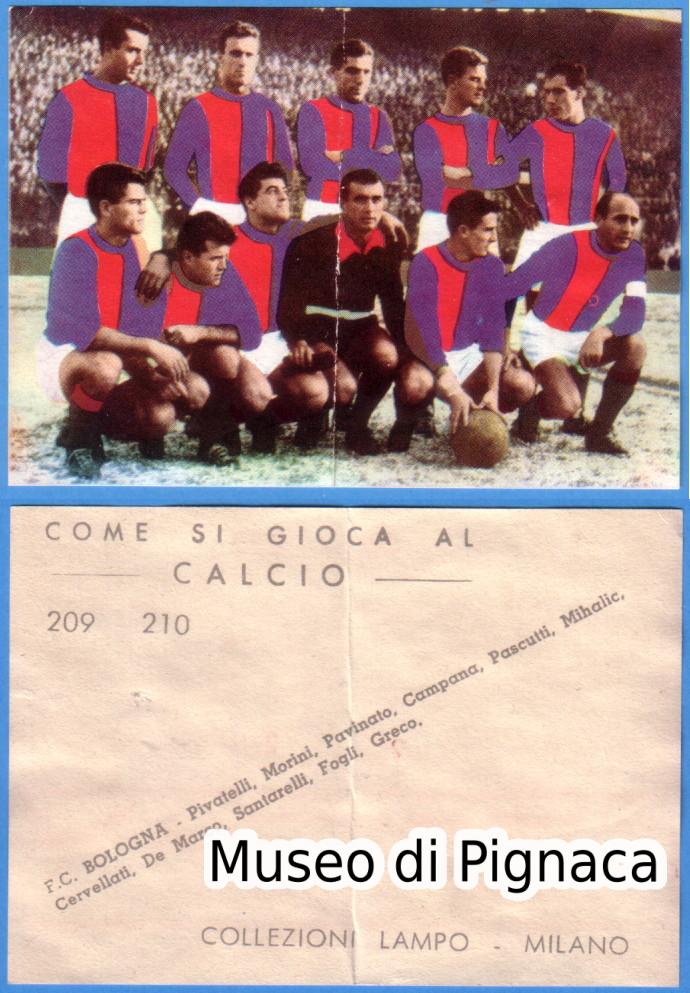 1960 LAMPO 'Come si Gioca al Calcio' - formazione Bologna FC