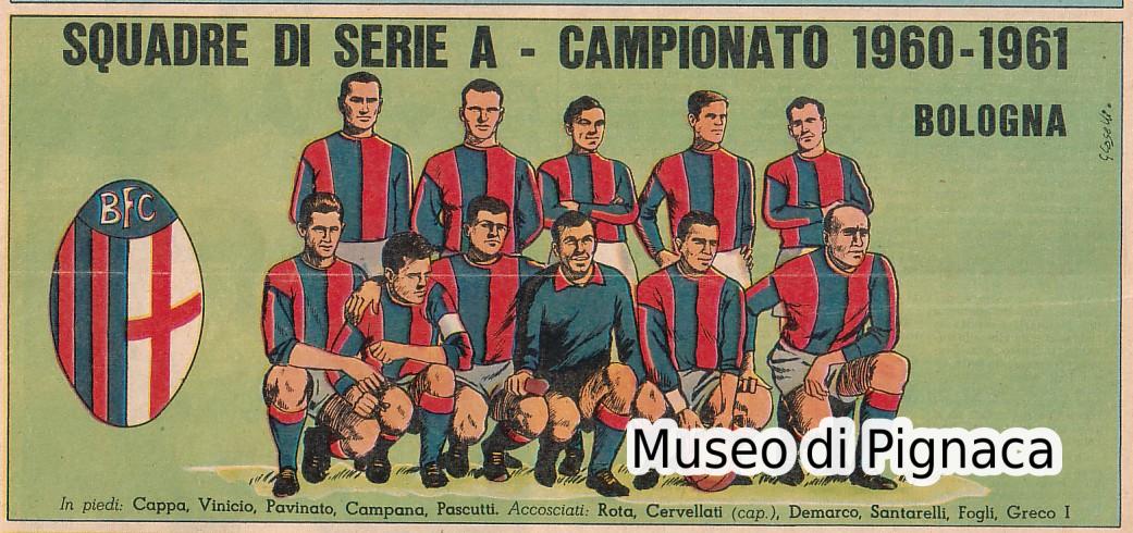 Corriere dei Piccoli 1960-61 figurina squadra Bologna FC