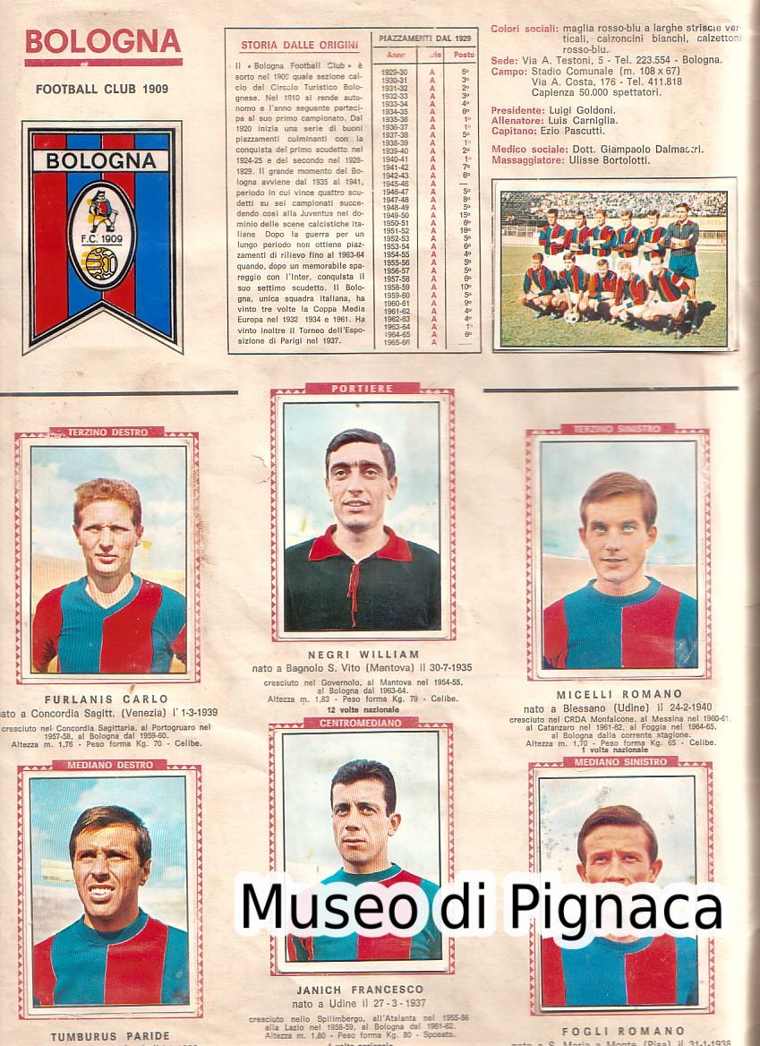 Edizioni Panini 1965-66 'Calciatori' Bologna FC
