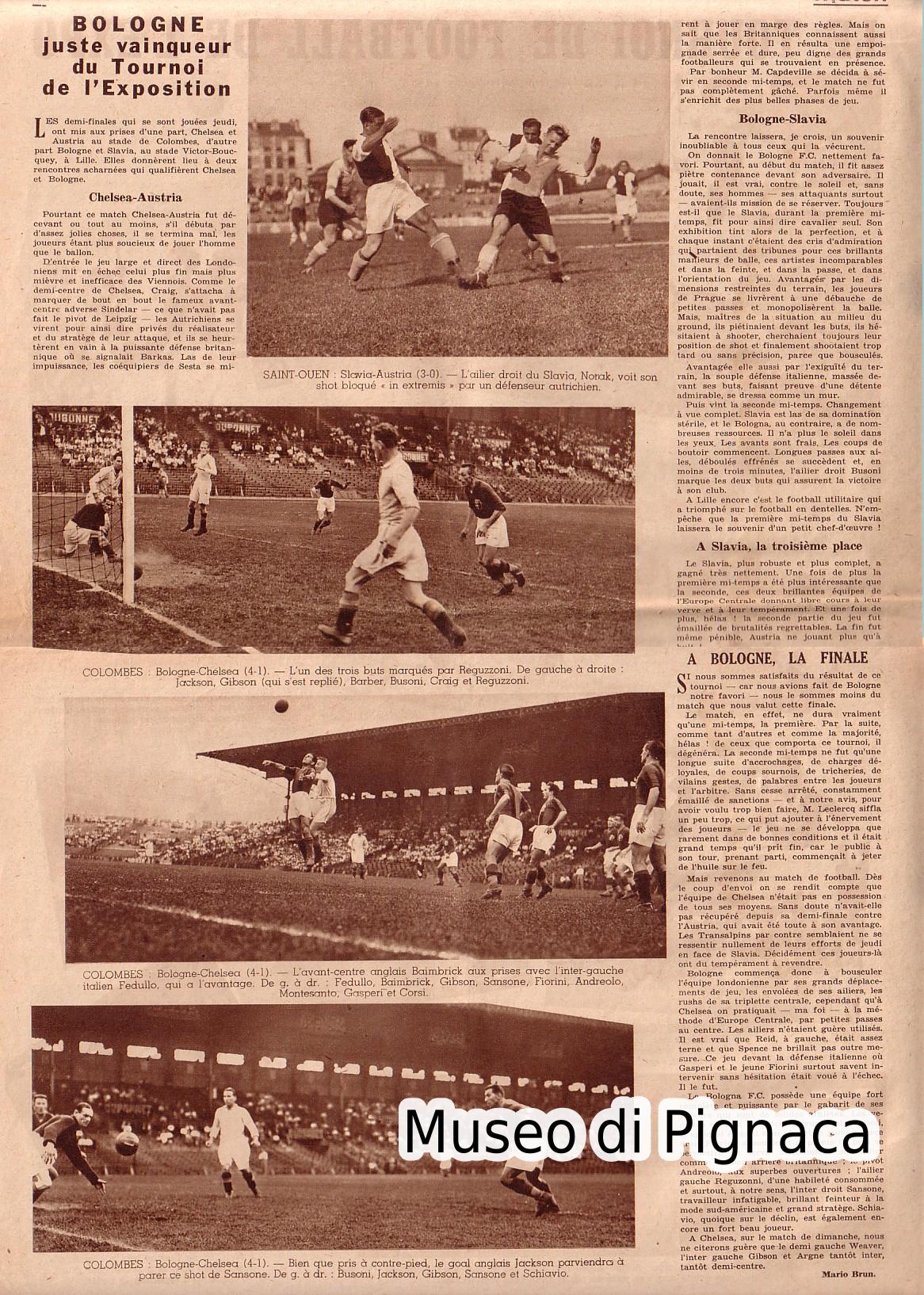 1937 Torneo di Parigi - articolo de il 'MATCH' dedicato ai vincitori