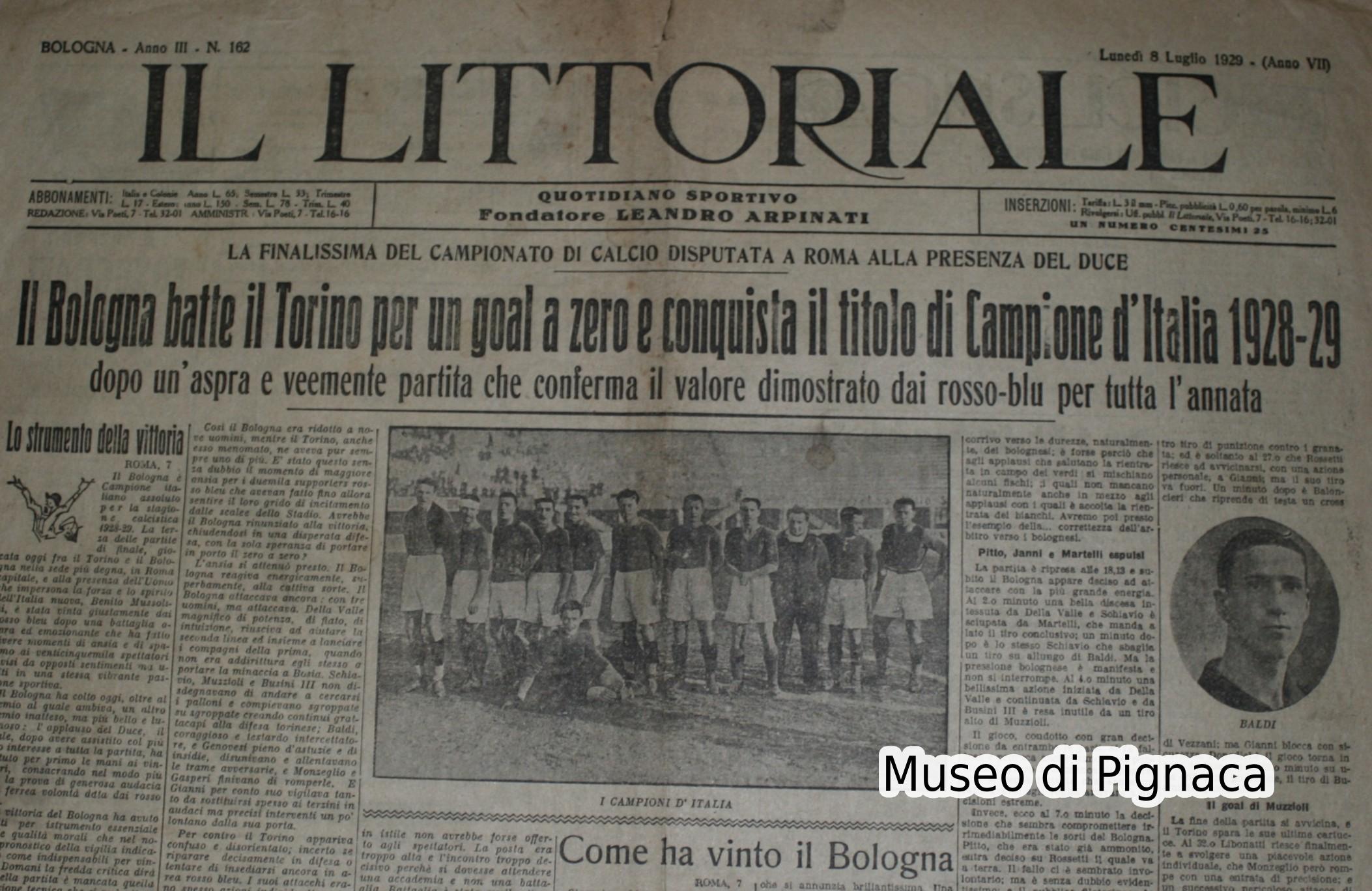 1929 Il Littoriale - Il Bologna conquista il secondo scudetto (dettaglio)