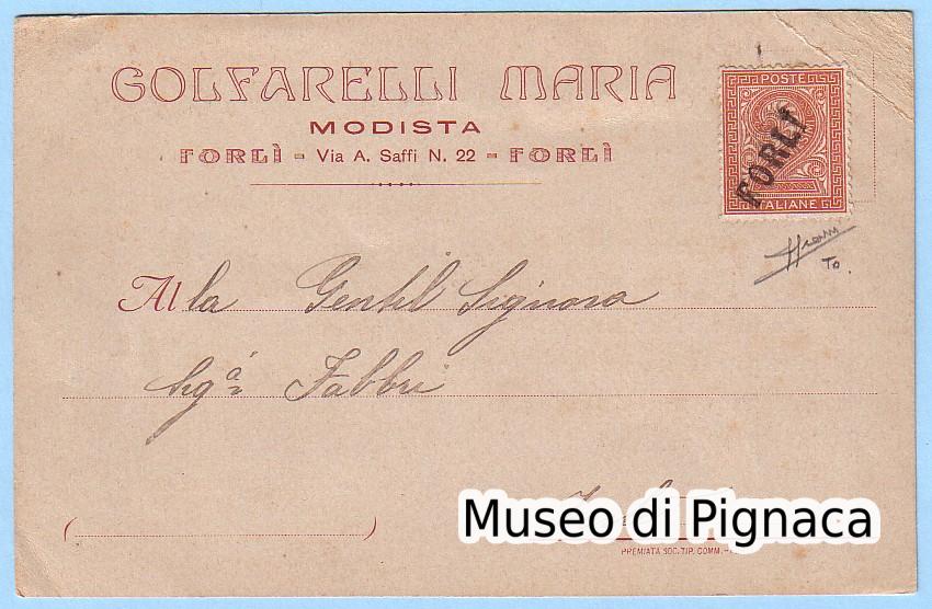 1875-80ca cartolina pubblicitaria - Golfarelli Maria 'Modista'