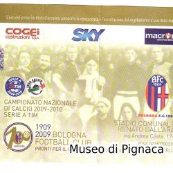 4 ottobre 2009 - biglietto ingresso partita del centenario Bologna - Genoa (ultima mia presenza allo stadio)