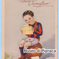 1915-20ca Cartolina augurale con fanciullo in maglia rossoblu