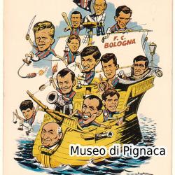 Cartolina caricaturale firmata PALLOTTI ' Il Bologna Campione 1964'