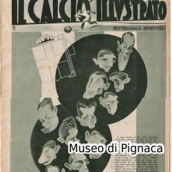 1936 - Il Calcio Illustrato - copertina illustrata da Nadiani dedicata al Bologna campione d'Italia