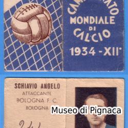 1934 (editore sconosciuto) figurina di 4 facciate (a libro) di Angelo Schiavio - Campionato del Mondo 1934