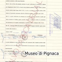 Contratto stipulato fra il Bologna e Pesaola nel 1977