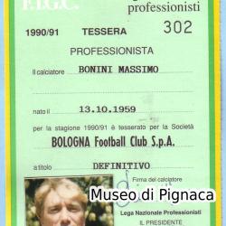 1990 tesserino FIGC Bologna FC calciatore Massimo Bonini