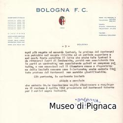 Aprile 1964 - Lettera Bologna FC firmata Renato Dall'Ara