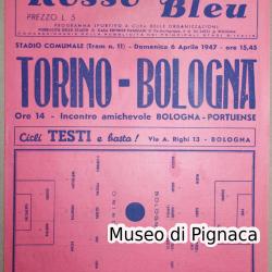 1946/47 Programma Manifesto 'Rosso Bleu' partita Grande Torino vs BOLOGNA FC