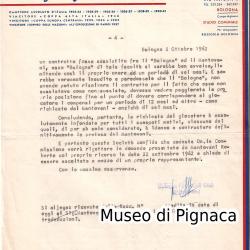 1962 Lettera  Bologna Football Club firmata Renato Dall'Ara