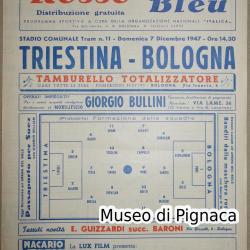 1947/48 Programma "Rosso Bleu" (4 pagine) partita Bologna FC vs Triestina