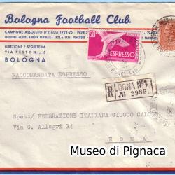 1955 4 luglio - busta raccomandata spedita alla FIGC (sede Via Testoni)