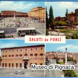 1966 vg - Saluti da Forlì (Piazza Saffi come un parcheggio)