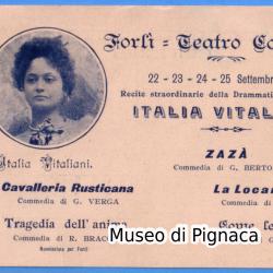 1900 vg - Forlì - Teatro Comunale - presentazione di 6 recite con l'attrice Italia Vitaliani