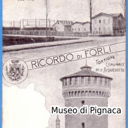 1918 vg - Ricordo di Forlì (doppia immagine) - Officina Comunale del Gas e Torrione dell'Acquedotto