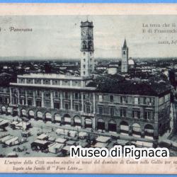 1922 vg - Forlì Panorama della Piazza e del Mercato - citazione dantesca "La terra che fè già la lunga prova E di Franceschi sanguinoso mucchio"