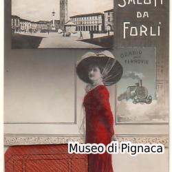 1911 Saluti da Forlì - vedutine e valigetta