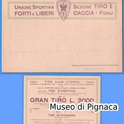 1925 (cartolina doppia - programma manifestazione) UNIONE SPORTIVA FORTI e LIBERI Sezione Tiro e Caccia