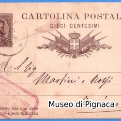 1890 vg - cartolina postale con timbro Ditta Mantore MANONI - Forlì