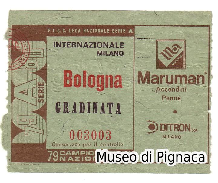 1979-80 biglietto d'ingresso Internazionale FC - Bologna FC