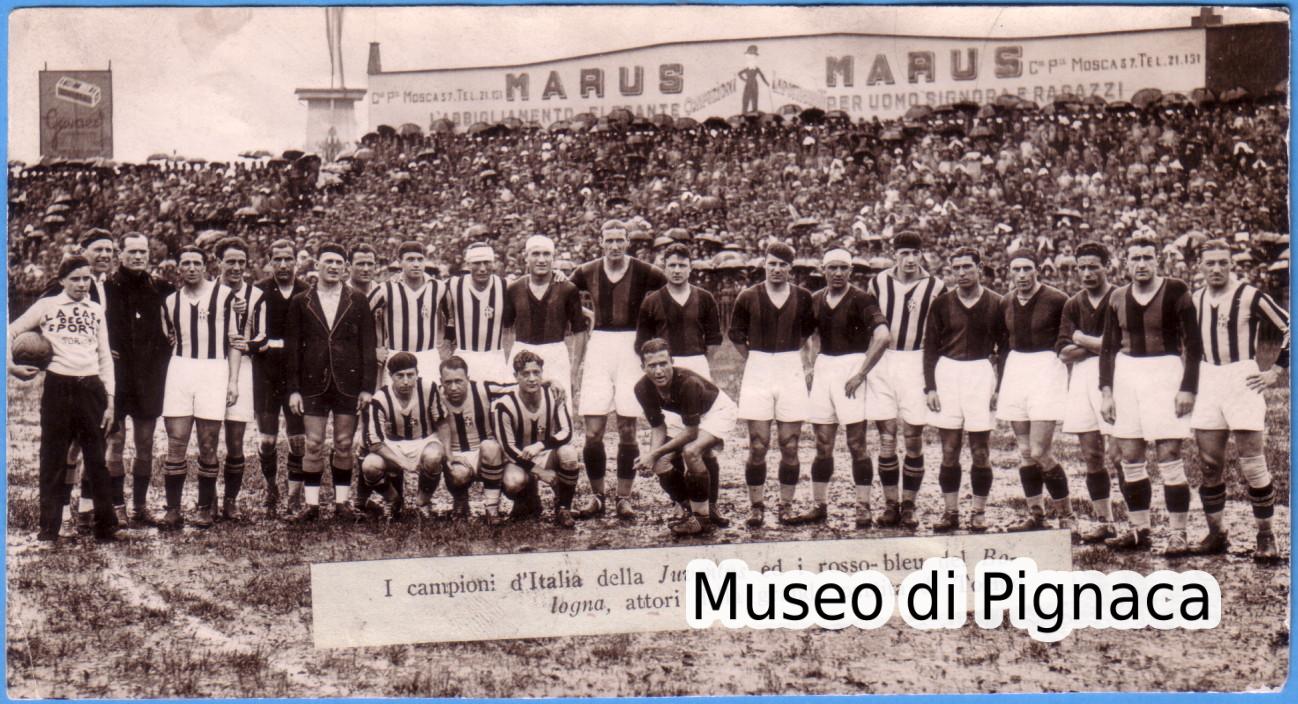 1931-32 (1 maggio) Juventus vs Bologna Sportiva - le formazioni delle due squadre unite