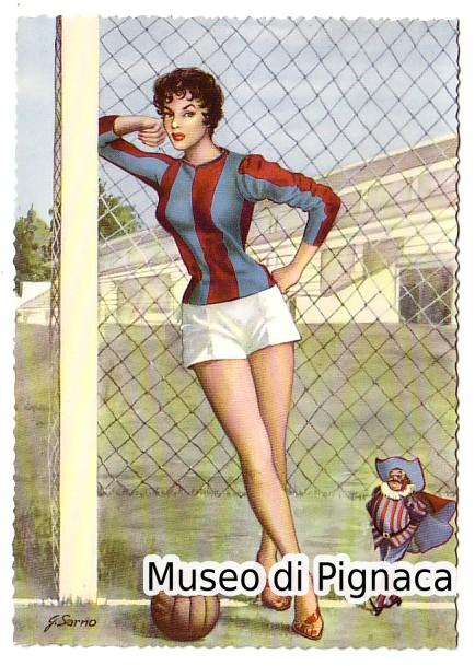 1949-50 Cartolina (Ed Saemec) Pin-Up e simbolo Bologna FC