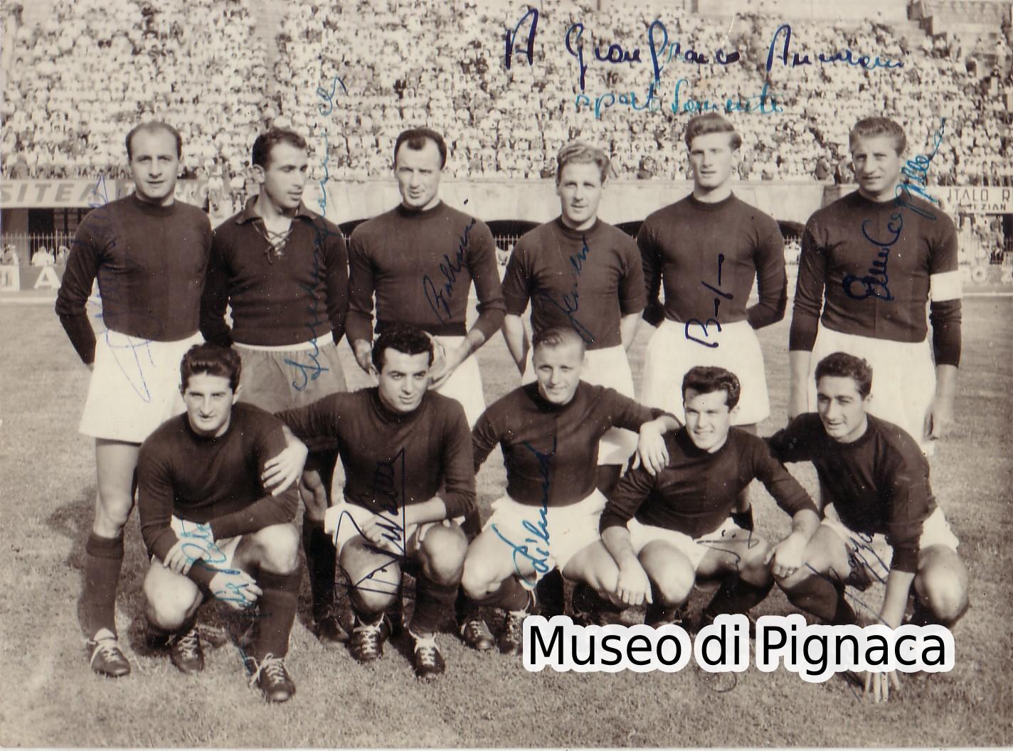 1954-55 Fotografia formazione schierata Bologna FC (autografi originali)