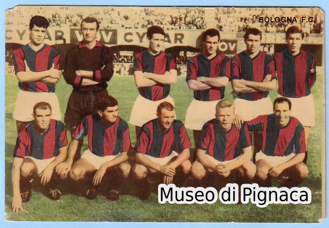 1962-63 Cartoncino (ed sconosciuto) formazione Bologna FC (partita del 