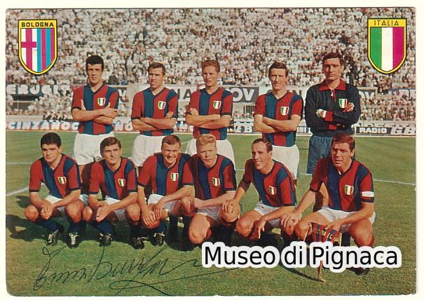 1964-65 cartolina (rotalfoto) Bologna FC autografata da Tumburus