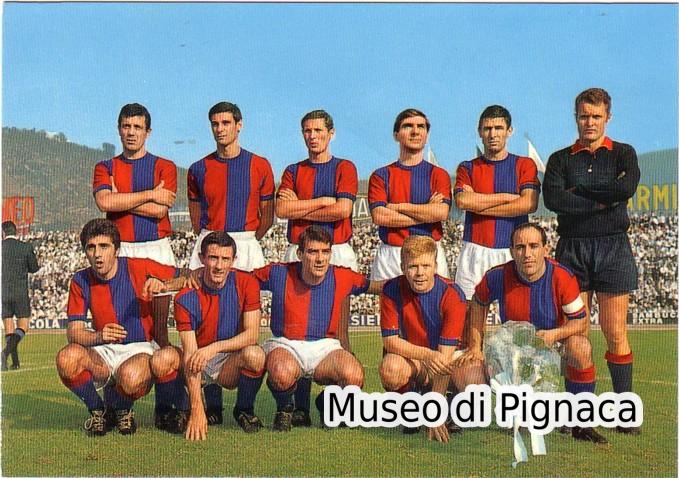 1967-68 cartolina Bologna FC (ICEA) - fotomontaggio Turra-Bulgarelli