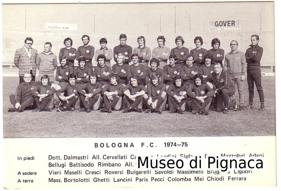 1974-75 Cartolina ufficiale Bologna FC (rosa e staff al completo)