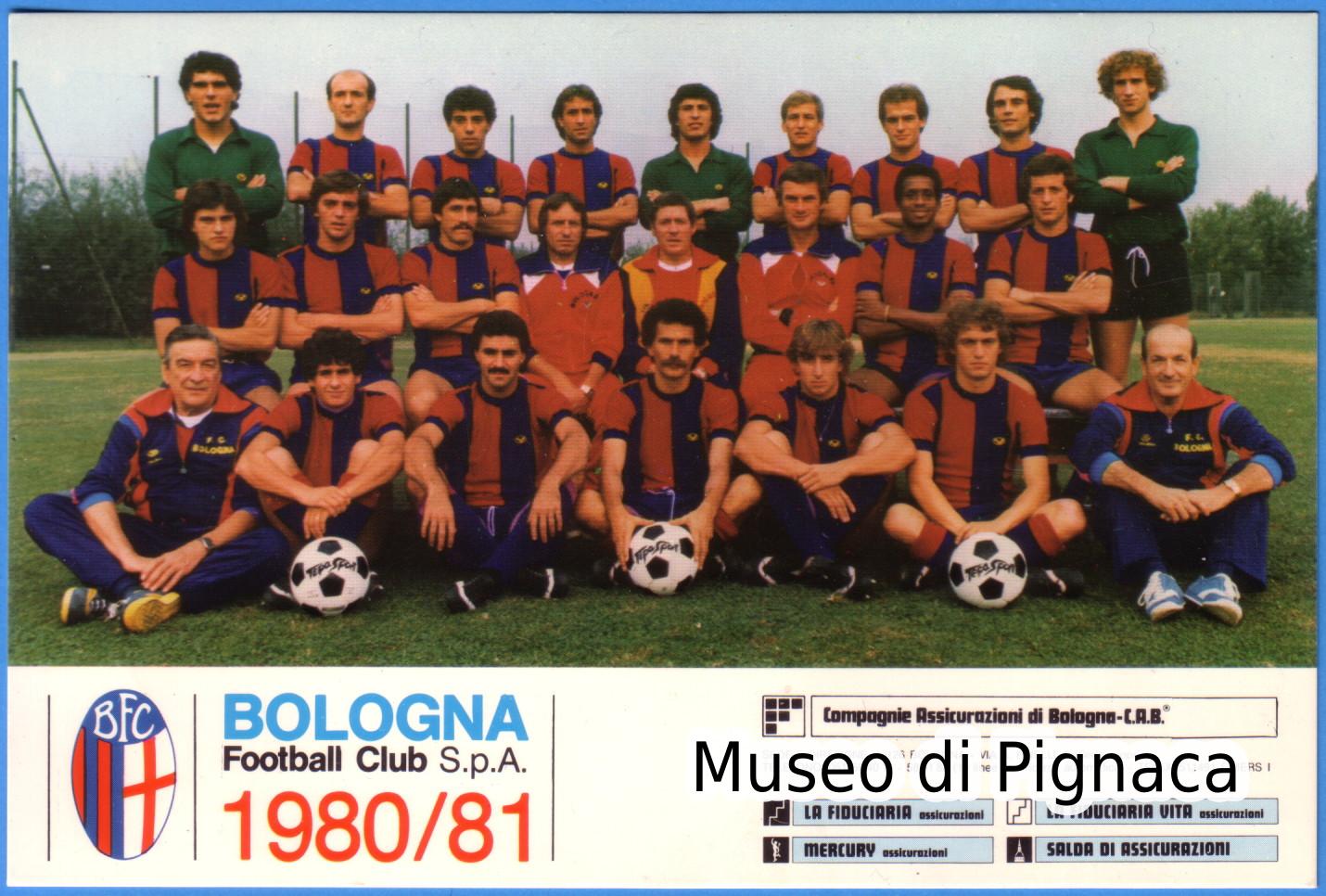 1980-81 Bologna FC cartolina effettivi a disposizione