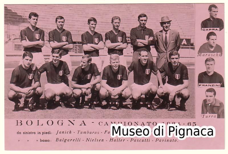 Bologna 1964-65  Cartolina rosa formazione e riserve