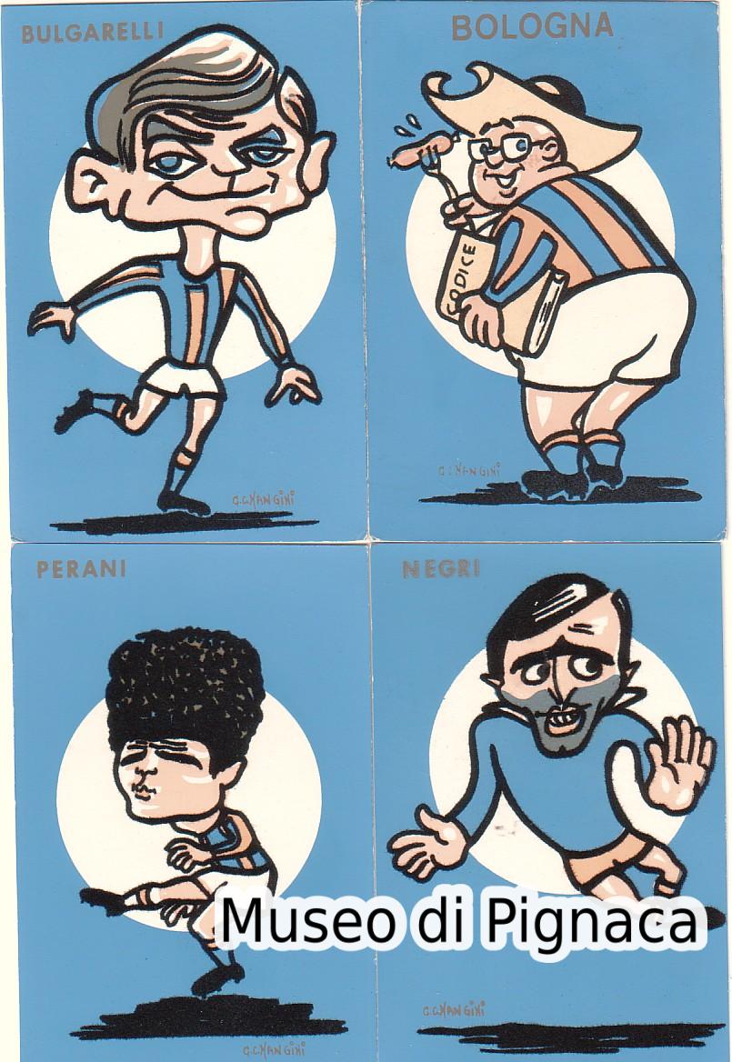Serie cartoline caricaturali Bologna FC 1965 firmate MANGINI.
