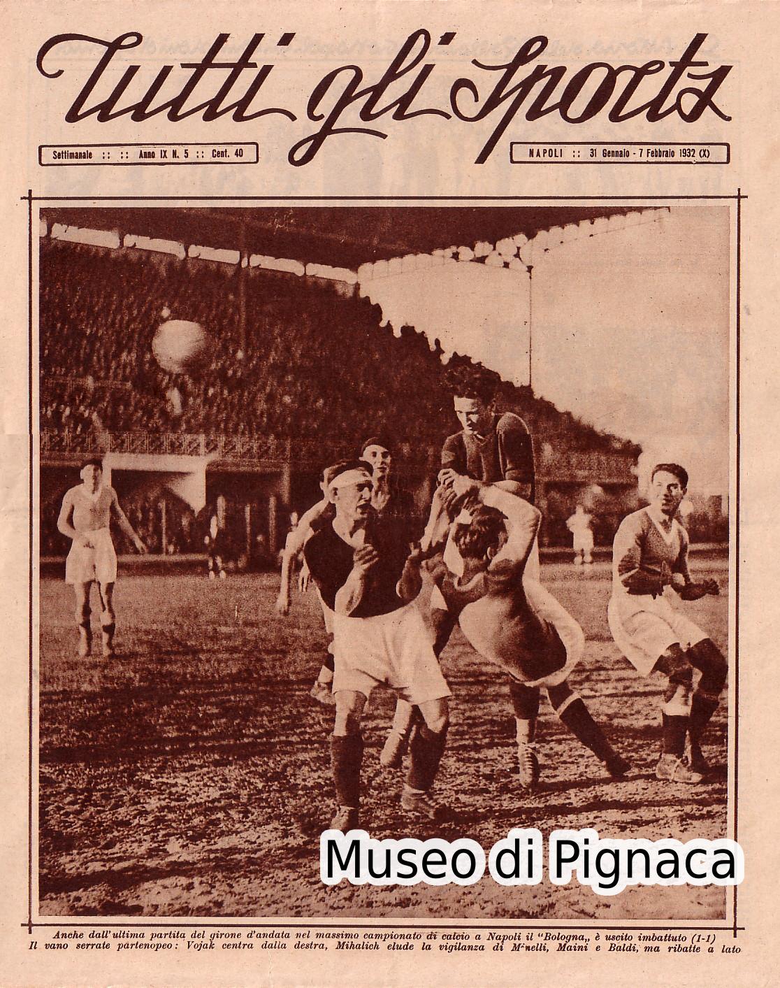 1932 (31gen-7feb) Tutti gli Sports - Il Bologna esce imbattuto a Napoli