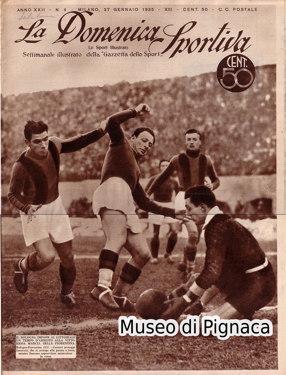 1935 (27 gennaio) - La Domenica Sportiva - Bologna vs Fiorentina