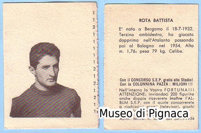 1954-55 SEP (Milano) - figurina Giovan Battista Rota (Bologna FC)