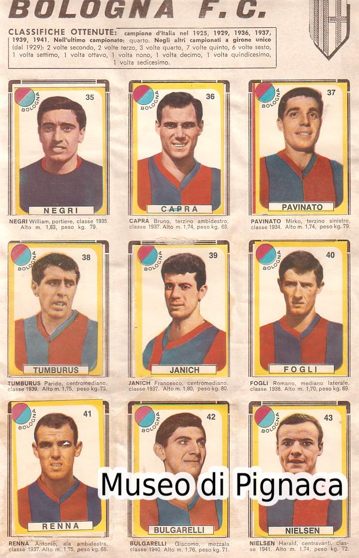 Calciatori LAMPO 1963-64 figurine Bologna FC