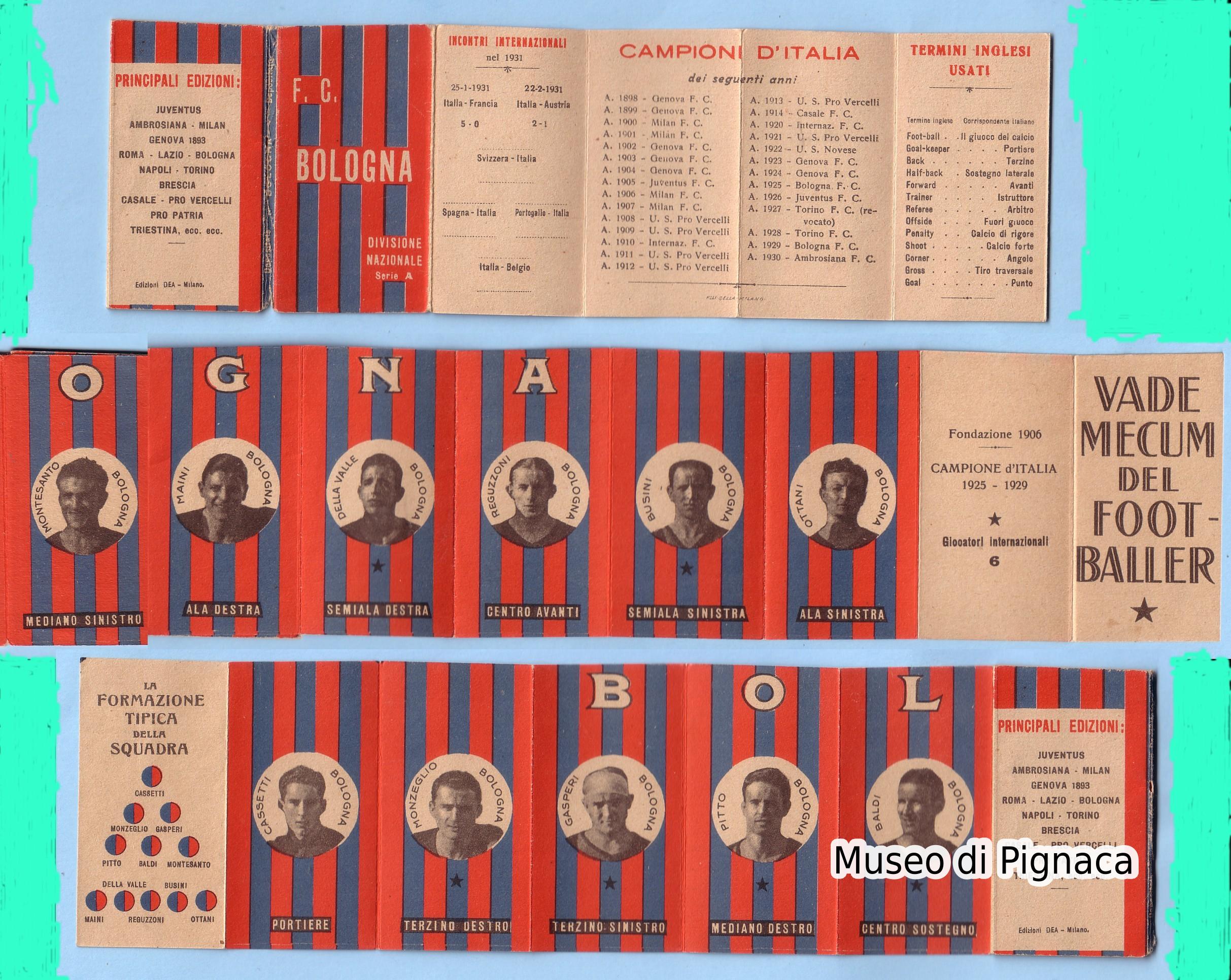 (Ed. DEA - serie a fisarmonica) 1930-31 serie figurine Bologna FC