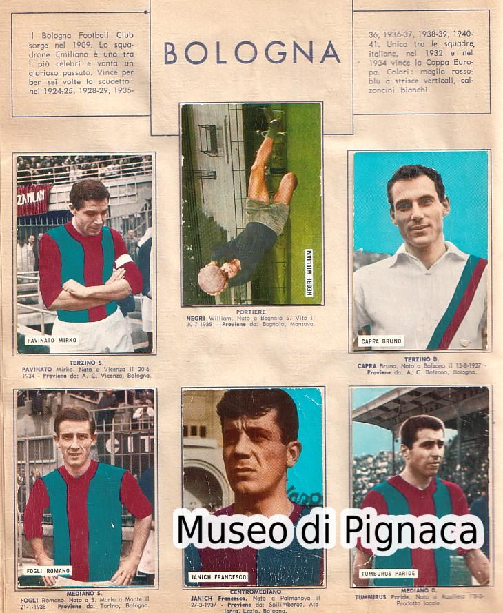 Edizioni FILATELICHE-FOTOCALCIO 1963-64 'albo campionato' figurine Bologna FC