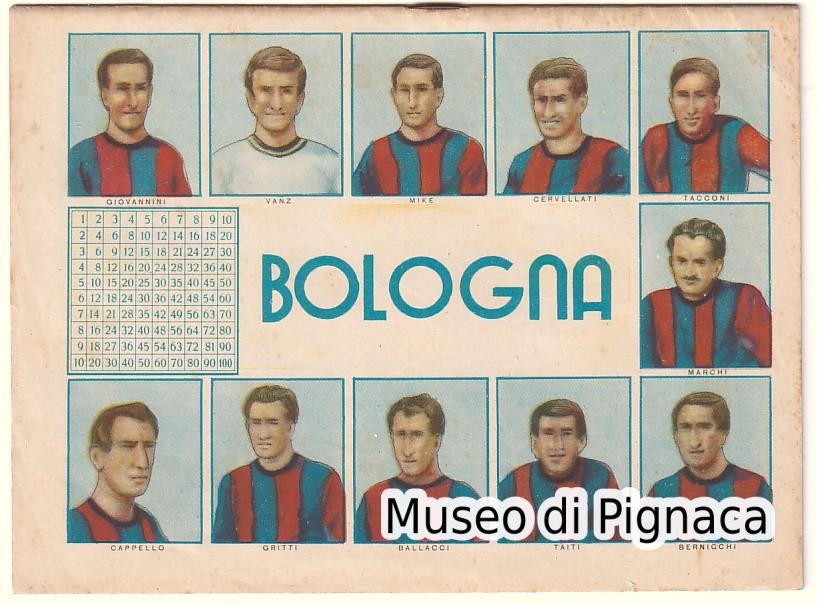 1948/49 figurine Bologna FC su quaderno scolastico